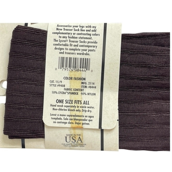 Rare Vintage Jaclyn Smith Women’s Brown Textured Trouser Socks Plus Size NWT - Picture 4 of 4